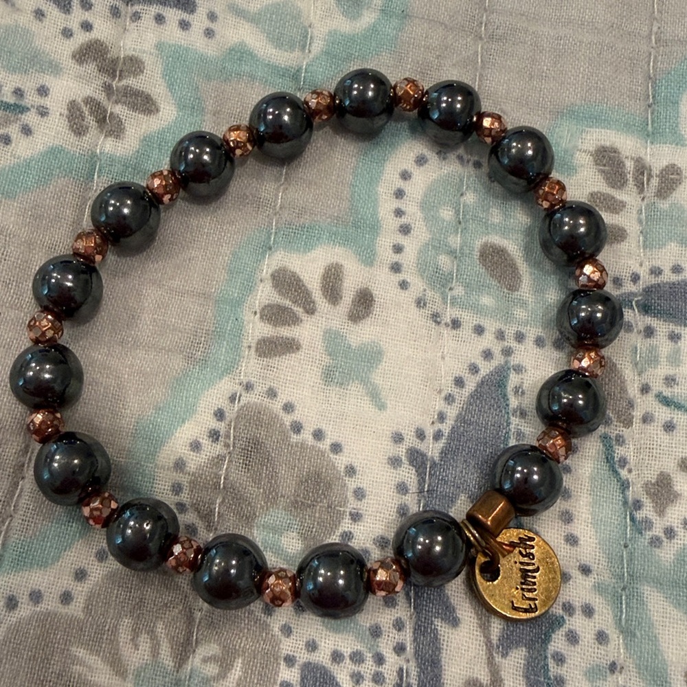Erimish Black and Bronze Beaded Bracelet
